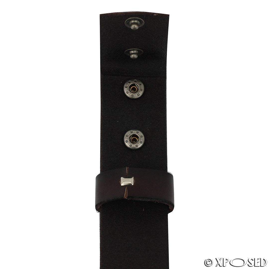 Mens Genuine Real Leather Stud Snap Clip on Belt Strap Jeans Trouser